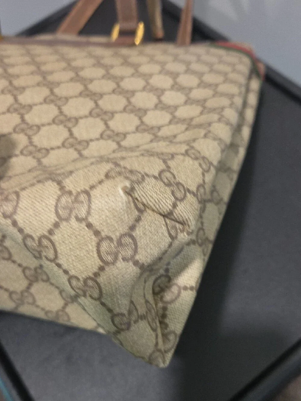 Gucci Beige GG Canvas Tote with Brown Leather and Sherryline- PROJECT